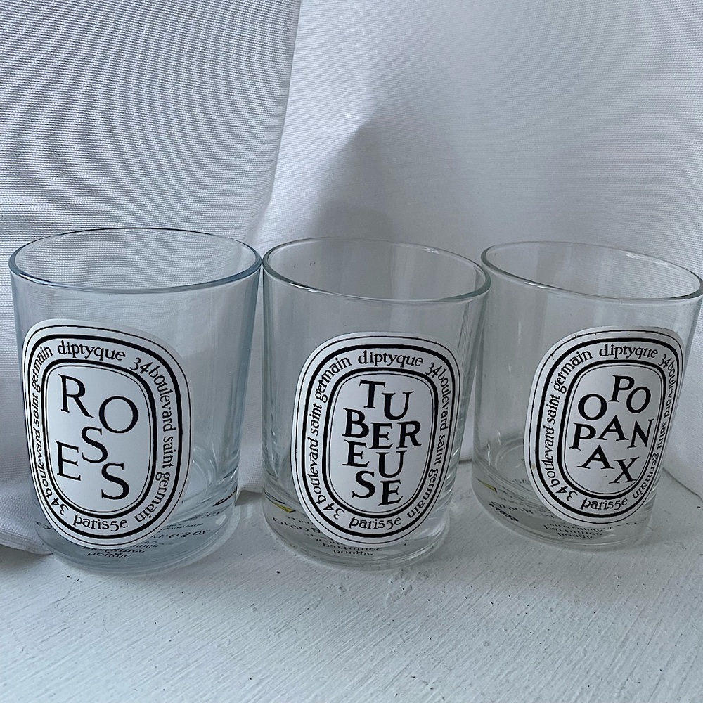 Diptyque empty glass candle jar Roses regular size
